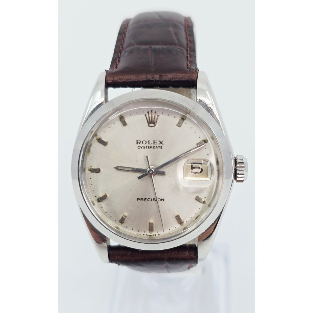 Vintage 1967 Rolex Oysterdate Precision 6694 Silver Dial Manual Wind Watch